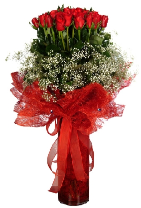 20 NEFİS GÜL-Şeffaf Vazoda